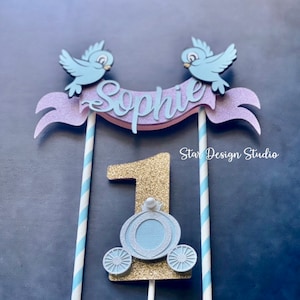 Princess Cake topper, Inspired by Princesses - Gold, Pastel Pink, Aqua  Cake, Bunting Topper