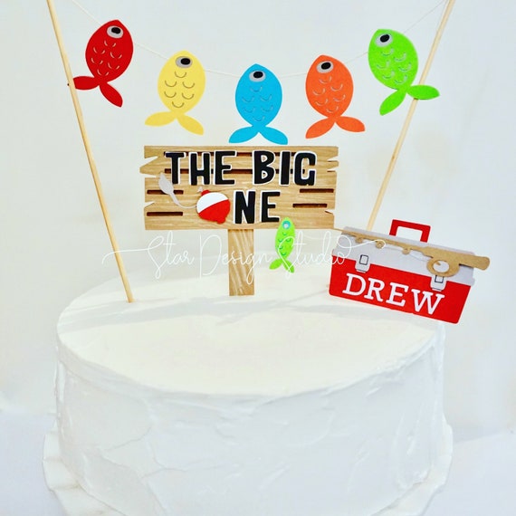 Buy Fishing Cake Topper, the Big One Cake Topper Ofish-ally One.  Multi-color Bunting Online in India 