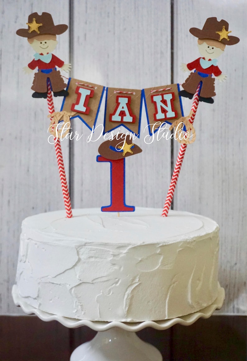 Cowboy Cake Topper Boots Boy Cake Topper Birthday Bunting Etsy
