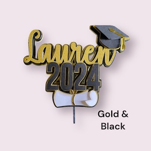 Graduation Cake topper 2023, Customizable Name and colors Cap and Gown
