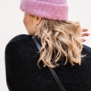 Mohair Seide Beanie | Handgestrickte Mütze | Flauschige Wintermütze | Damen Mütze | Fisherman Beanie | Geschenk für sie