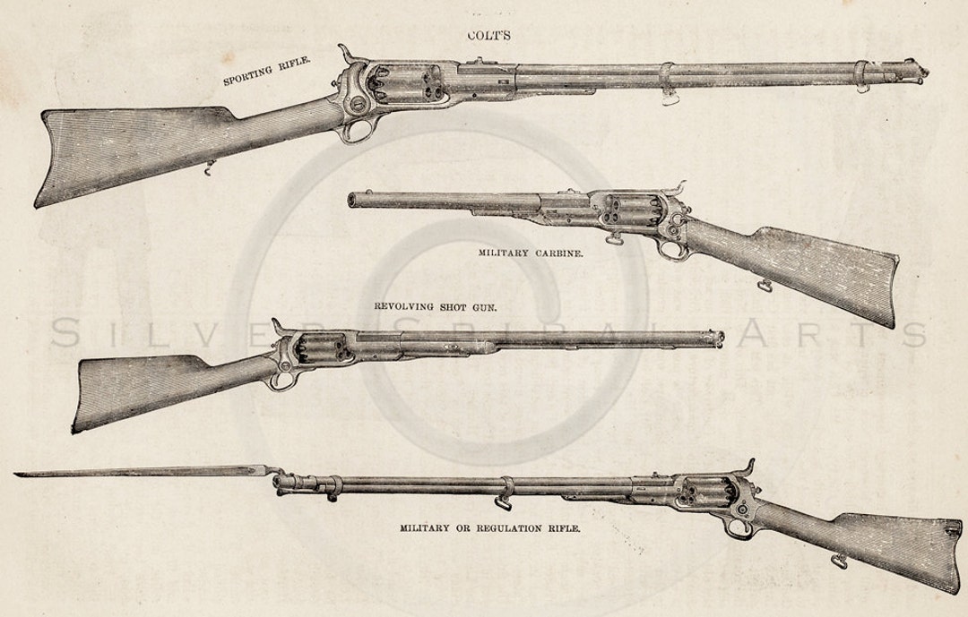Vintage Shot Guns & Rifles Printable Illustration 1800's Etsy Hong Kong