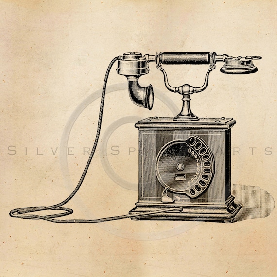 Ilustración de teléfono vintage Imprimible 1800s Teléfonos Antiguo  Steampunk Print Instant Download Clip Art Retro Dibujo en blanco y negro ZS
