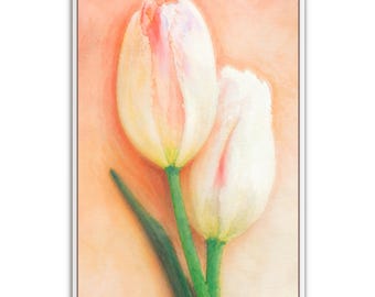Peach Tulips Watercolor Print: Spring Floral Wall Art (Digital Download)