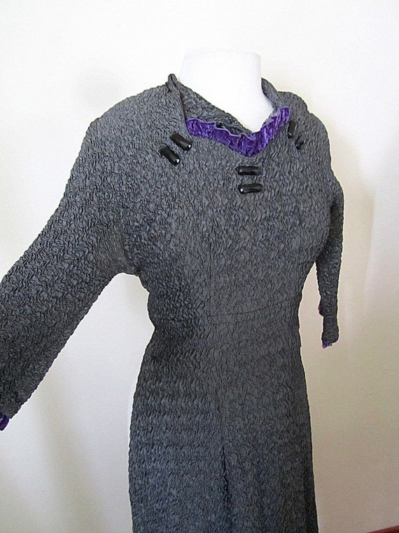 1940s Gunmetal Grey Womans Dress
