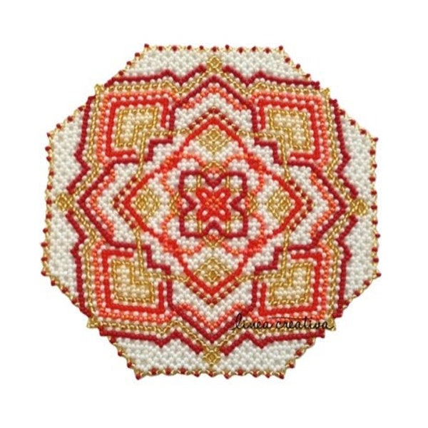 PDF pattern for beaded geometrical doily 16 cm, code LC 4