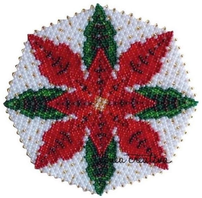 PDF pattern for beaded christmas doily 15 cm