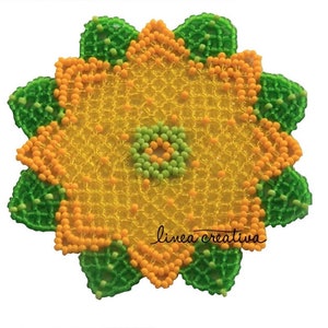 PDF pattern for beaded flower doily 10 cm, code LC 2