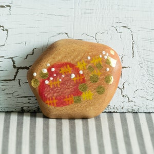 Small Abstract Hand Painted Wood Pocket Mirror (red)