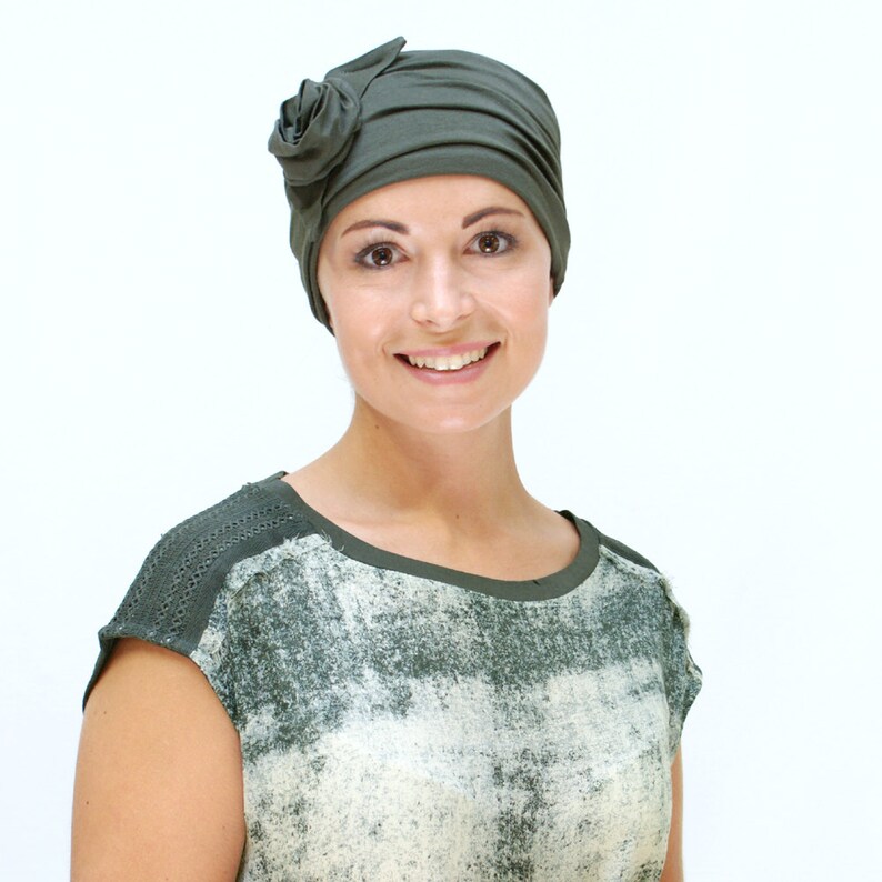 Women's chemo headwear hats for cancer patients olive Etsy