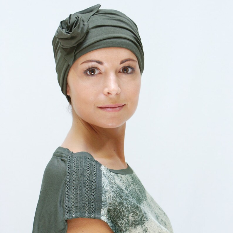 Women's chemo headwear hats for cancer patients olive Etsy
