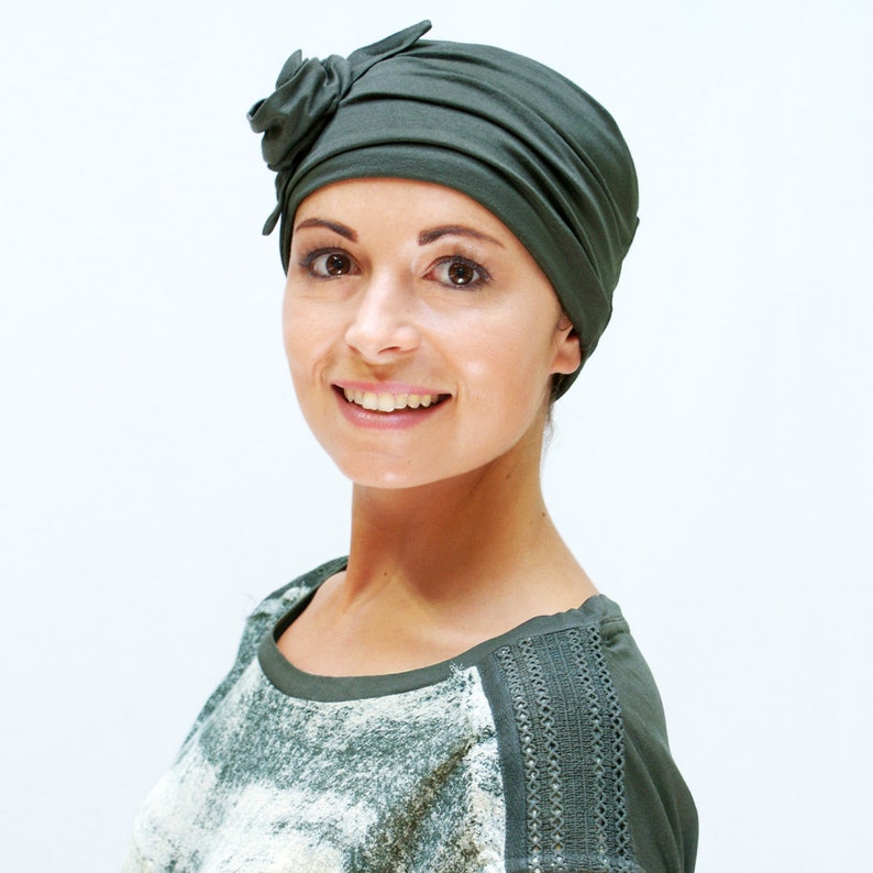 Women's chemo headwear hats for cancer patients olive Etsy