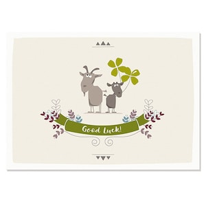 Postkarte Good Luck (Ziegen)