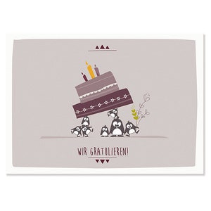 Cartolina Ci congratuliamo con i pinguini