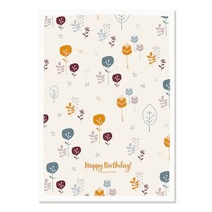Cartão postal feliz aniversário floral - flores coloridas