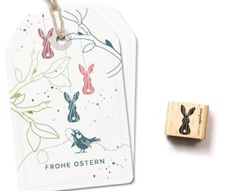 Ministempel Holzanhänger Hase