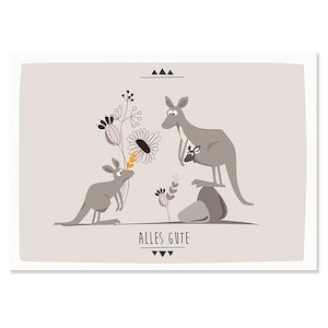 Carte postale Bonne chance - kangourous