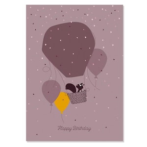 Cartão postal feliz aniversário Gustav em um balão