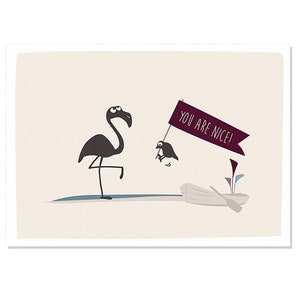 Carte postale Tu es gentil (flamant rose)
