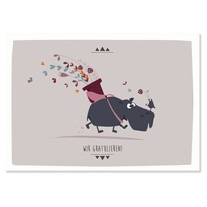 Cartolina Ci congratuliamo con l'ippopotamo Karla