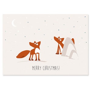 Carte postale Joyeux Noël - Renards