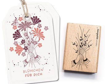 Stamp bouquet with hands