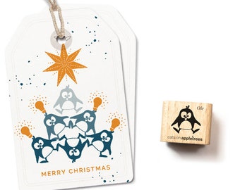 Stempel Pinguin Ole springt