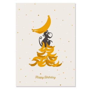 Postcard Happy Birthday Monkey & Bananas