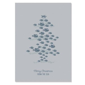 Cartolina Buon Natale - albero di pesci