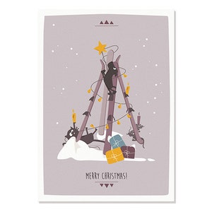 Cartolina Buon Natale - albero da sci