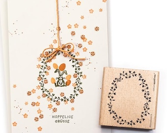 Stamp flower wreath 9 oval