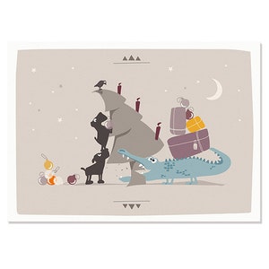 Postkarte Weihnachten (Krokodil)