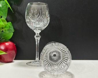8 3/4" Gorham Crystal KING ARTHUR Wine Water Goblets, 10 oz Hand Cut Blown Glasses Fine Dining Wedding Anniversary Made in Germany, Set of 2
