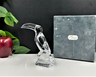 5 1/4" Crystal TOUCAN, J.G. Durand Cristal Tropical Exotic Bird Art Figurine, Made in France 1996 In Original Box