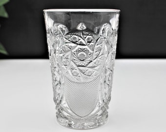Antique Westmoreland Buzz Star 10 oz Tumbler, Early American Iced Beverage Glass, Made in USA between 1912-1920.