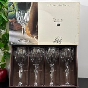 8.5" Cristal D'arques CLASSIC Crystal Wine Glasses 10 1/4 Oz Vertical Cut  Lead Crystal Water Goblets Made in France, Vintage Set of 4 in BOX - Etsy