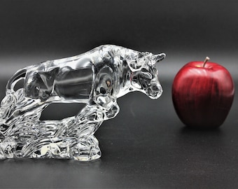 Crystal BULL Figurine Wonders of the Wild by Princess House, Vintage 24% Lead Cristal Au Plomb Taurus Zodiac Sign, Made in Germany