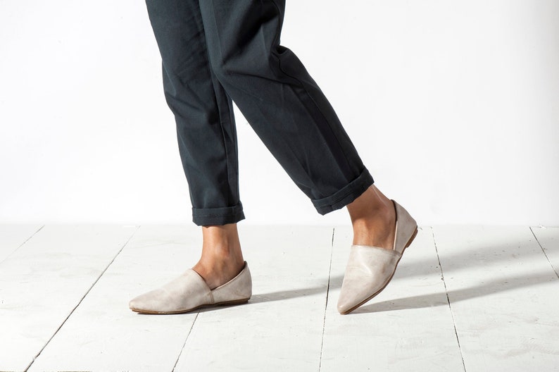 Women Leather Shoes Minimalist Shoes Nude Flats Leather Etsy