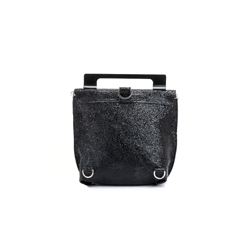 Messenger Bag Side Bag Small Bag Black Leather Bag Christmas Gift Metallic Leather Backpack Black Clutch Bag Backpack For Women
