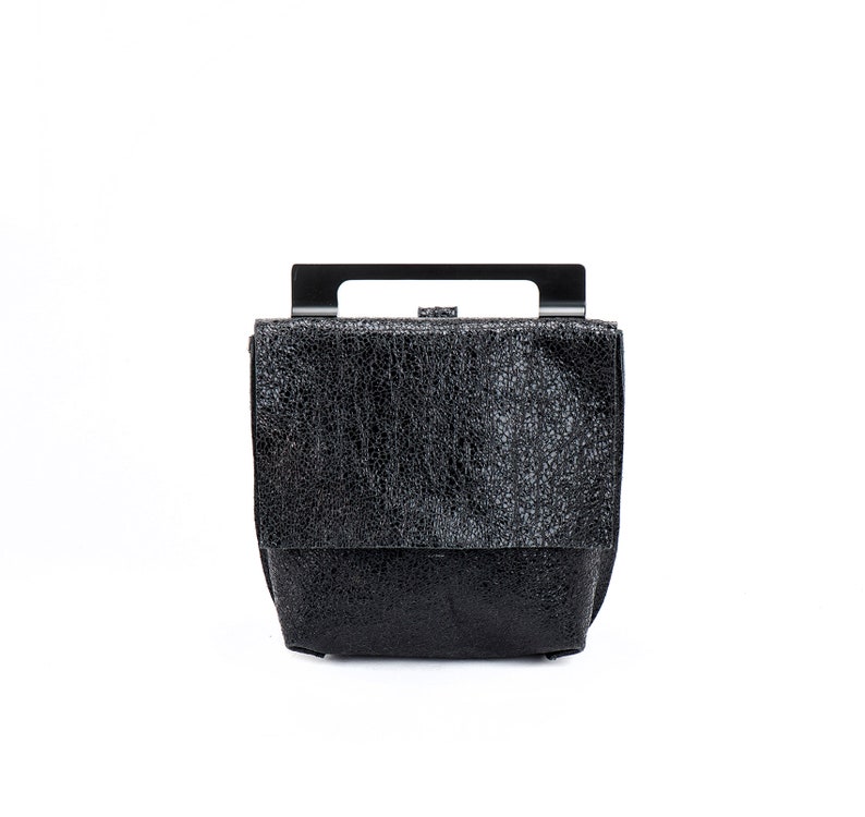 Messenger Bag Side Bag Small Bag Black Leather Bag Christmas Gift Metallic Leather Backpack Black Clutch Bag Backpack For Women