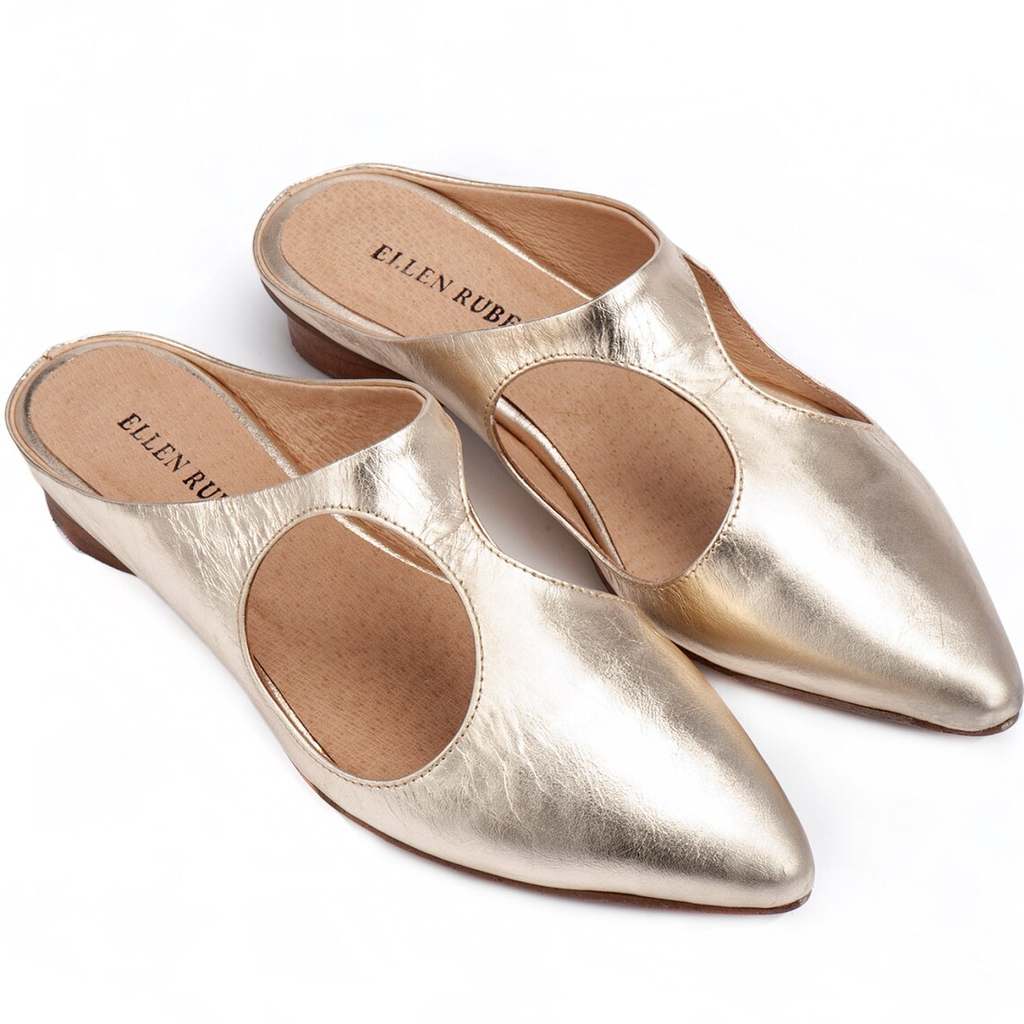 wide fit gold mules