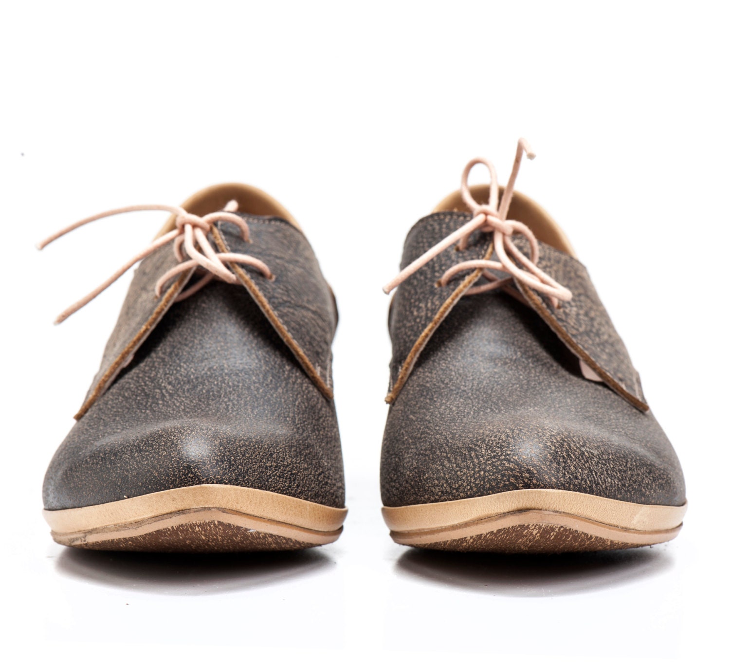 Women Leather Shoes Leather Flats Gray Shoes Derby Shoes Etsy