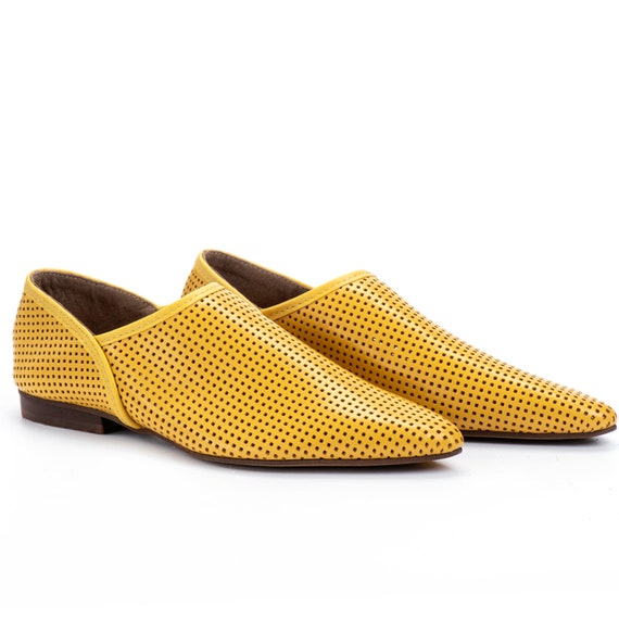 yellow womens flat shoes