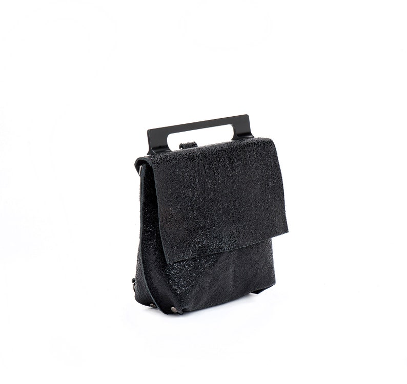 Messenger Bag Side Bag Small Bag Black Leather Bag Christmas Gift Metallic Leather Backpack Black Clutch Bag Backpack For Women