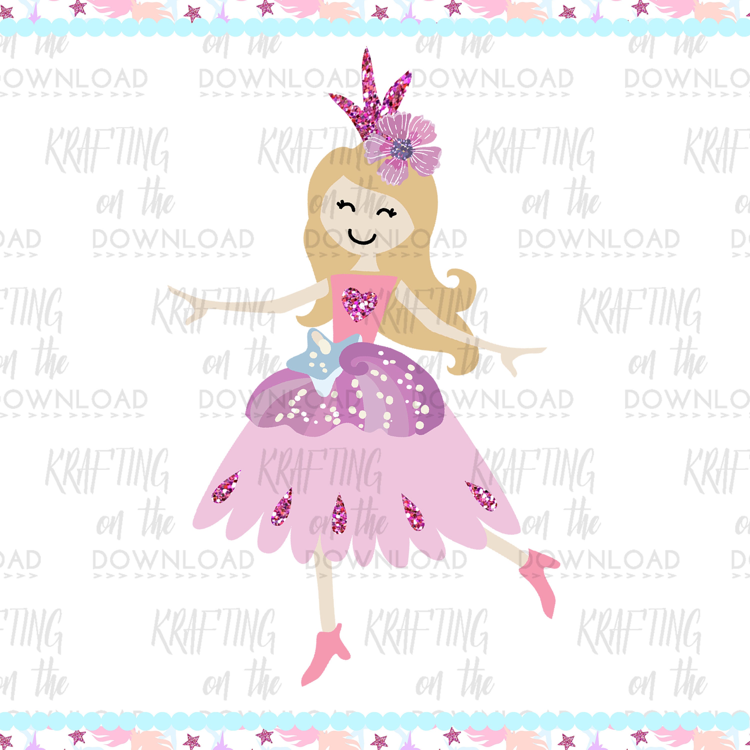 Unicorn Clipart Pink Glitter Unicorn Clip Art Princess Pastel Unicorn ...