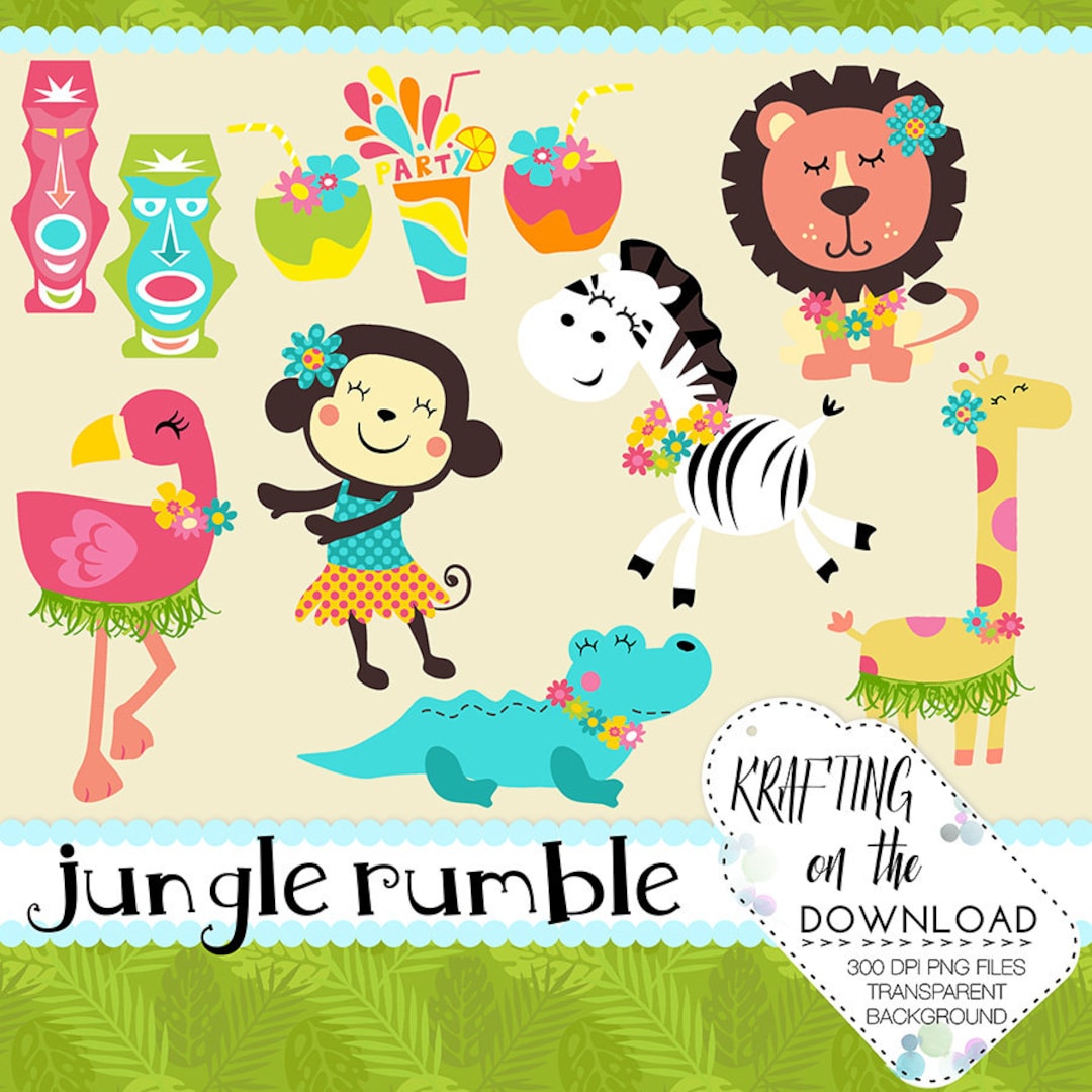 Jungle Clipart Tropical Clipart Summer Party Clipart Ticket Clipart Flamingo Clipart Zoo Animals ...