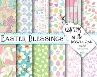 easter paper pack easter digital papers easter blessings paper pack easter floral papers easter religious scrapbooking papers easter papers