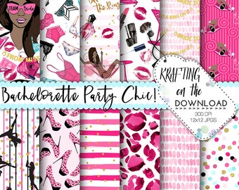 bachelorette paper pack bachelorette digital papers bachelorette background bachelorette party paper pack  medium skin tone girl