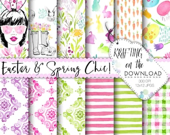 watercolor easter digital paper watercolor easter paper pack watercolor spring floral papers watercolor spring flowers digital paper pack