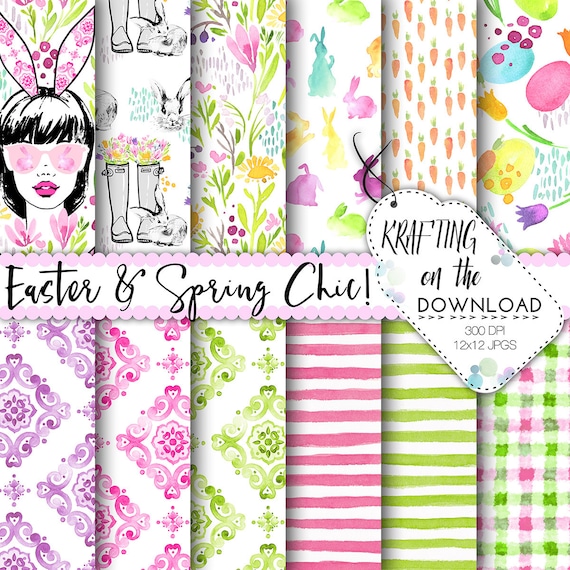 watercolor easter digital paper watercolor easter paper pack watercolor spring floral papers watercolor spring flowers digital paper pack